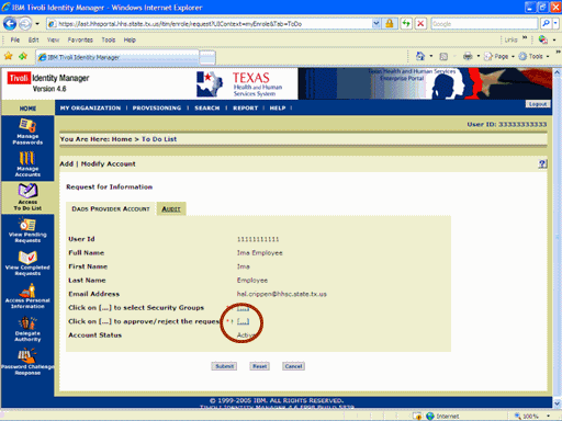 Screenshot of Request for Information page